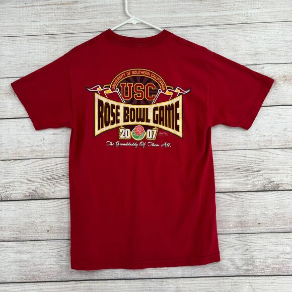 USC Rose Bowl 2007 Pasadena Short Sleeve T-Shirt Mens Medium Red - Picture 2 of 6